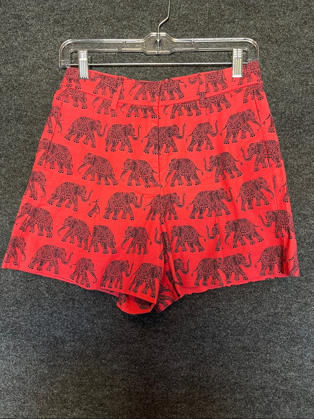 J. Crew Red High-Waist Elephant Print Shorts